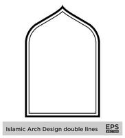 Islamitisch boog ontwerp dubbele lijnen schets lineair zwart beroerte silhouetten ontwerp pictogram symbool zichtbaar illustratie vector