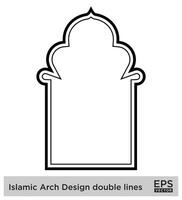 Islamitisch boog ontwerp dubbele lijnen schets lineair zwart beroerte silhouetten ontwerp pictogram symbool zichtbaar illustratie vector