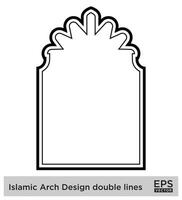 Islamitisch boog ontwerp dubbele lijnen schets lineair zwart beroerte silhouetten ontwerp pictogram symbool zichtbaar illustratie vector