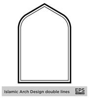 Islamitisch boog ontwerp dubbele lijnen schets lineair zwart beroerte silhouetten ontwerp pictogram symbool zichtbaar illustratie vector