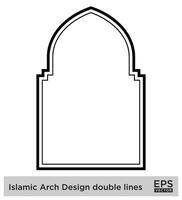 Islamitisch boog ontwerp dubbele lijnen schets lineair zwart beroerte silhouetten ontwerp pictogram symbool zichtbaar illustratie vector