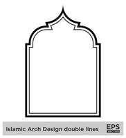 Islamitisch boog ontwerp dubbele lijnen schets lineair zwart beroerte silhouetten ontwerp pictogram symbool zichtbaar illustratie vector