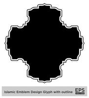 Islamitisch ambleem ontwerp glyph met schets zwart gevulde silhouetten ontwerp pictogram symbool zichtbaar illustratie vector