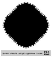 Islamitisch ambleem ontwerp glyph met schets zwart gevulde silhouetten ontwerp pictogram symbool zichtbaar illustratie vector