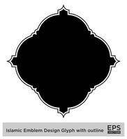 Islamitisch ambleem ontwerp glyph met schets zwart gevulde silhouetten ontwerp pictogram symbool zichtbaar illustratie vector