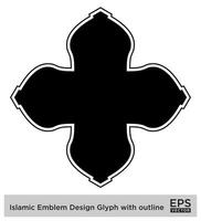 Islamitisch ambleem ontwerp glyph met schets zwart gevulde silhouetten ontwerp pictogram symbool zichtbaar illustratie vector