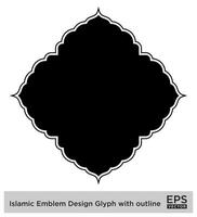 Islamitisch ambleem ontwerp glyph met schets zwart gevulde silhouetten ontwerp pictogram symbool zichtbaar illustratie vector