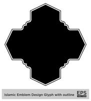 Islamitisch ambleem ontwerp glyph met schets zwart gevulde silhouetten ontwerp pictogram symbool zichtbaar illustratie vector