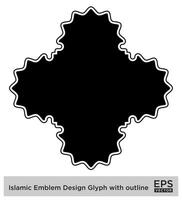 Islamitisch ambleem ontwerp glyph met schets zwart gevulde silhouetten ontwerp pictogram symbool zichtbaar illustratie vector