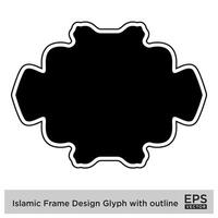 Islamitisch kader ontwerp glyph met schets zwart gevulde silhouetten ontwerp pictogram symbool zichtbaar illustratie vector