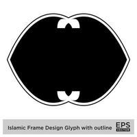 Islamitisch kader ontwerp glyph met schets zwart gevulde silhouetten ontwerp pictogram symbool zichtbaar illustratie vector