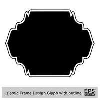 Islamitisch kader ontwerp glyph met schets zwart gevulde silhouetten ontwerp pictogram symbool zichtbaar illustratie vector