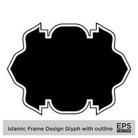 Islamitisch kader ontwerp glyph met schets zwart gevulde silhouetten ontwerp pictogram symbool zichtbaar illustratie vector