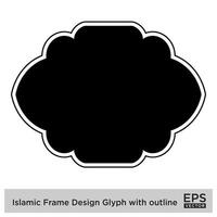 Islamitisch kader ontwerp glyph met schets zwart gevulde silhouetten ontwerp pictogram symbool zichtbaar illustratie vector