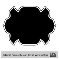 Islamitisch kader ontwerp glyph met schets zwart gevulde silhouetten ontwerp pictogram symbool zichtbaar illustratie vector