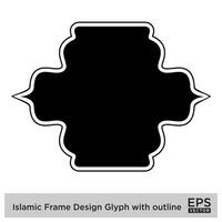 Islamitisch kader ontwerp glyph met schets zwart gevulde silhouetten ontwerp pictogram symbool zichtbaar illustratie vector