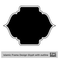 Islamitisch kader ontwerp glyph met schets zwart gevulde silhouetten ontwerp pictogram symbool zichtbaar illustratie vector