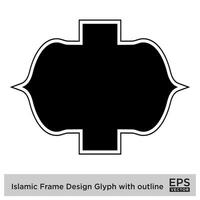 Islamitisch kader ontwerp glyph met schets zwart gevulde silhouetten ontwerp pictogram symbool zichtbaar illustratie vector