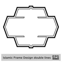 Islamitisch kader ontwerp dubbele lijnen zwart beroerte silhouetten ontwerp pictogram symbool zichtbaar illustratie vector