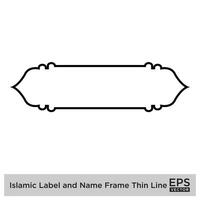 Islamitisch etiket en naam kader dun lijn zwart beroerte silhouetten ontwerp pictogram symbool zichtbaar illustratie vector