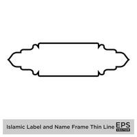 Islamitisch etiket en naam kader dun lijn schets lineair zwart beroerte silhouetten ontwerp pictogram symbool zichtbaar illustratie vector