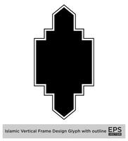 Islamitisch verticaal kader ontwerp glyph met schets zwart gevulde silhouetten ontwerp pictogram symbool zichtbaar illustratie vector