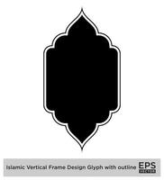 Islamitisch verticaal kader ontwerp glyph met schets zwart gevulde silhouetten ontwerp pictogram symbool zichtbaar illustratie vector