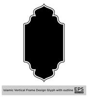 Islamitisch verticaal kader ontwerp glyph met schets zwart gevulde silhouetten ontwerp pictogram symbool zichtbaar illustratie vector