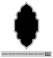 Islamitisch verticaal kader ontwerp glyph met schets zwart gevulde silhouetten ontwerp pictogram symbool zichtbaar illustratie vector