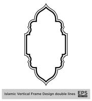 Islamitisch verticaal kader ontwerp dubbele lijnen zwart beroerte silhouetten ontwerp pictogram symbool zichtbaar illustratie vector