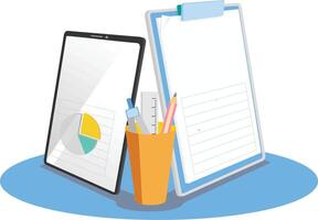 briefpapier, tablet en schrijven stootkussen vector