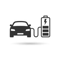 ev auto opladen accu icoon. elektrisch auto opladen symbool. hybride voertuigen eco vriendelijk concept vector