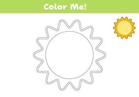 kleur de zon. kleur boek bladzijde voor kinderen. vector illustratie.