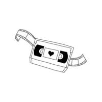 hand getekend cassette plakband met hart symbool Aan wit achtergrond vector