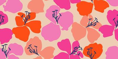 exotisch hand- getrokken bloemen, naadloos patronen met kleurrijk bloemen voor kleding stof, textiel, omhulsel papier, omslag, banier, huis decor, muur kunst, abstract achtergronden. vector illustratie.