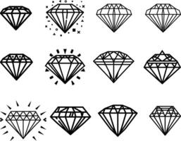 reeks van diamanten pictogrammen Aan wit achtergrond. verzameling edelstenen. briljant diamanten vector