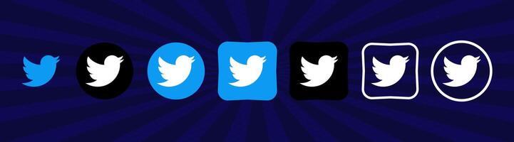 verzameling van verschillend twitter pictogrammen. sociaal media logo. lijn kunst en vlak stijl geïsoleerd Aan wit achtergrond. vector lijn icoon voor bedrijf en reclame