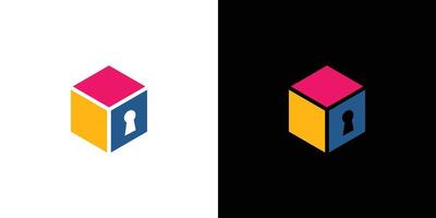 spleet en kleurrijk sleutel doos logo ontwerp vector
