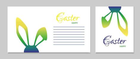 gelukkig Pasen groet kaart met wit Pasen konijn oren geïsoleerd Aan een wit achtergrond, vector illustratie.