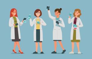 set van vrouwelijke wetenschapper karakter