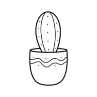 mooi lineair cactus in een pot. huis fabriek in tekening stijl. gemakkelijk clip art vector