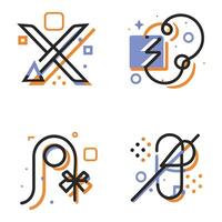 minimalistische vector y2k symbolen reeks voor logo Sjablonen