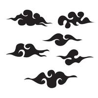 wolk sticker, zwart Chinese ontwerp clip art vector reeks