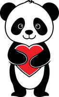 baby panda staand met een hart vector