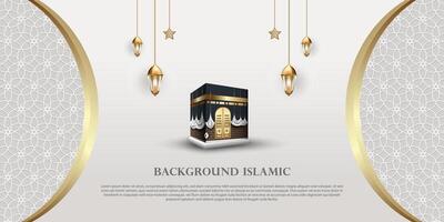 Islamitisch thema banier achtergrond, Arabisch patroon ornamenten. wit kleur met luxueus goud silhouet vector