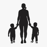 moeder en baby silhouet, moeder dag vector illustratie set, wit achtergrond.