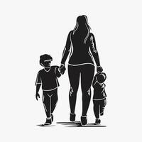 moeder en baby silhouet, moeder dag vector illustratie set, wit achtergrond.