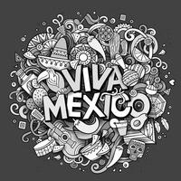 viva Mexico vaag schets feestelijk achtergrond vector