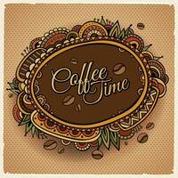 koffie tijd decoratief grens etiket ontwerp. vector