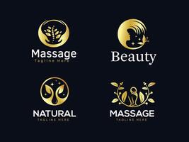 natuurlijk schoonheid zorg salon en spa goud helling logo ontwerp sjabloon verzameling vector